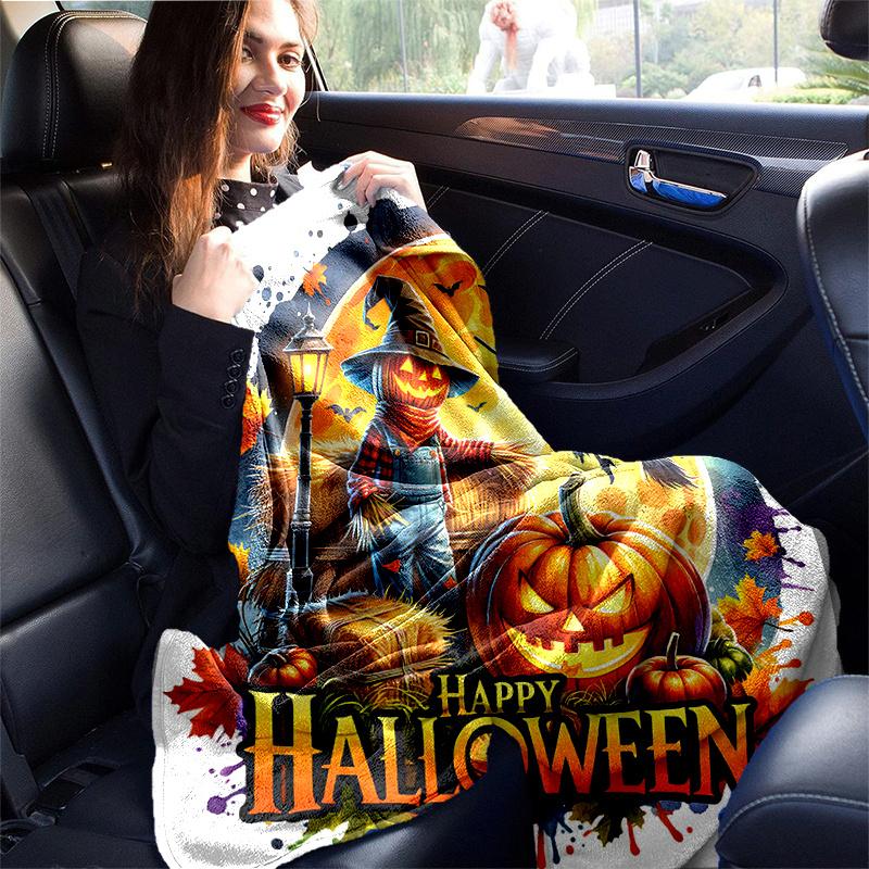 1 Stück Vogelscheuche Halloween Design Decke, Cartoon Heimdeko Geschenk, Wohnzimmer, Reise, Camping, Auto Decken