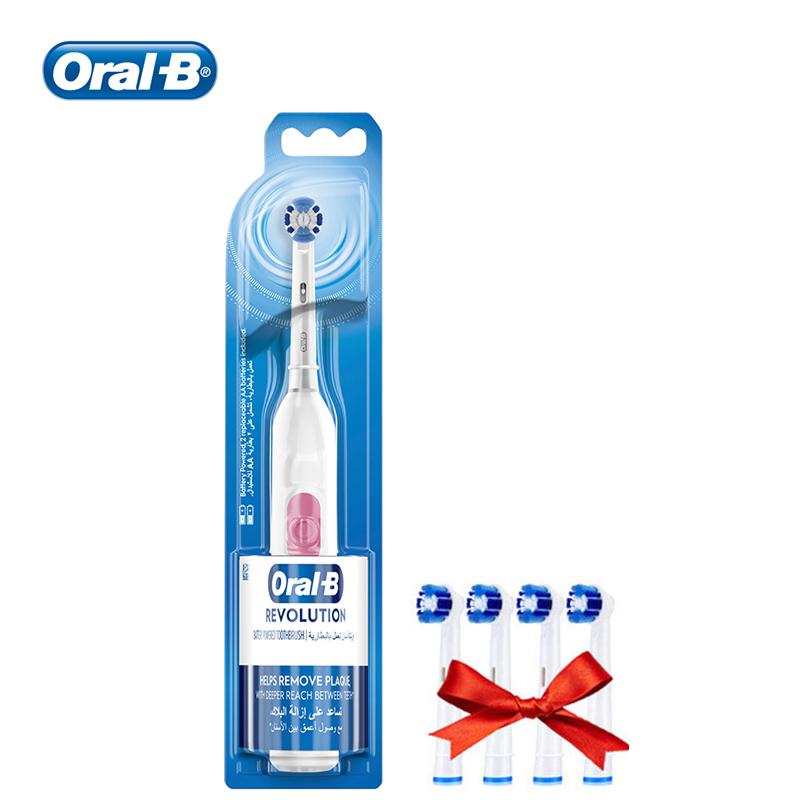 Oral B DB400 Elektrische Zahnbürste Erwachsenen-Zahnbürste Rotation Batteriebetriebene Zahnbürsten 1 Zahnbürste 4 extra Bürstenköpfe