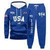 Men's Large Size Solid Color Printed Sweatshirt Set Men's Casual Sports Suit Sweatshirt Set