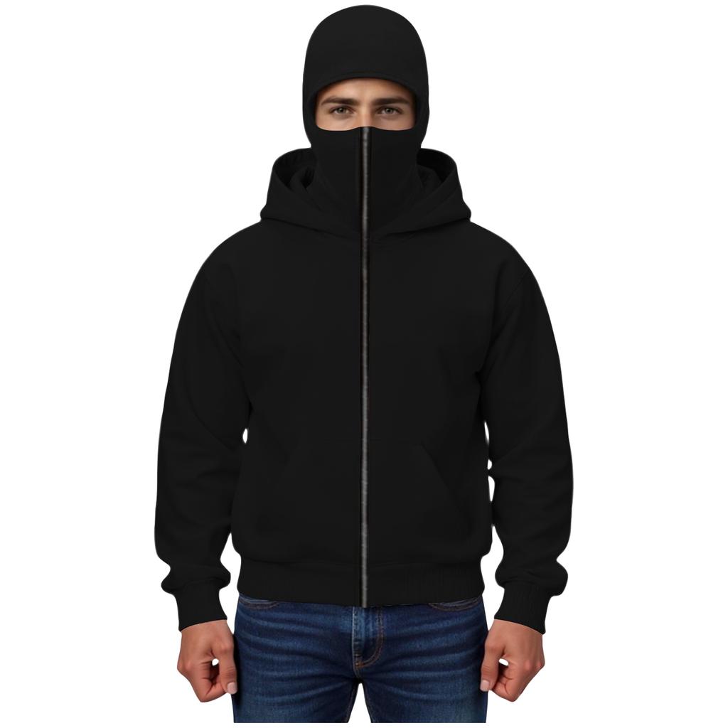 Men's Double Hood Loose Outdoor Trendy Hood Cardigan Zipper Hoodie
