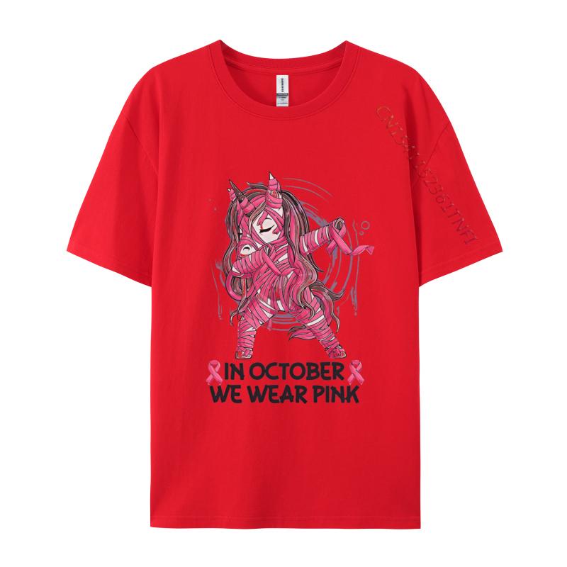 

In October We Wear Pink Unicorn Breast Tshirt Print Tshirt 2024 Newest Unisex Top Tshirts Customized S