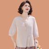 Elegant Chiffon Seven-Sleeve Top for Mom - Dignified & Stylish Summer Wear for Middle-Aged & Elderly Women