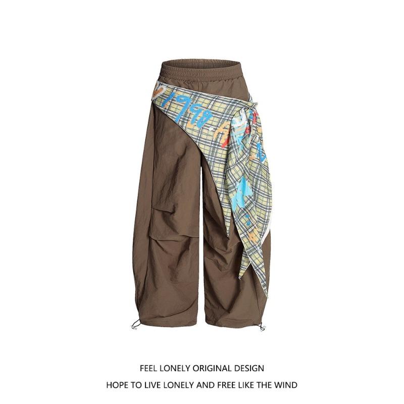 Retro design tooling paratrooper pants for men and women, summer new loose pleated wide-leg trousers
