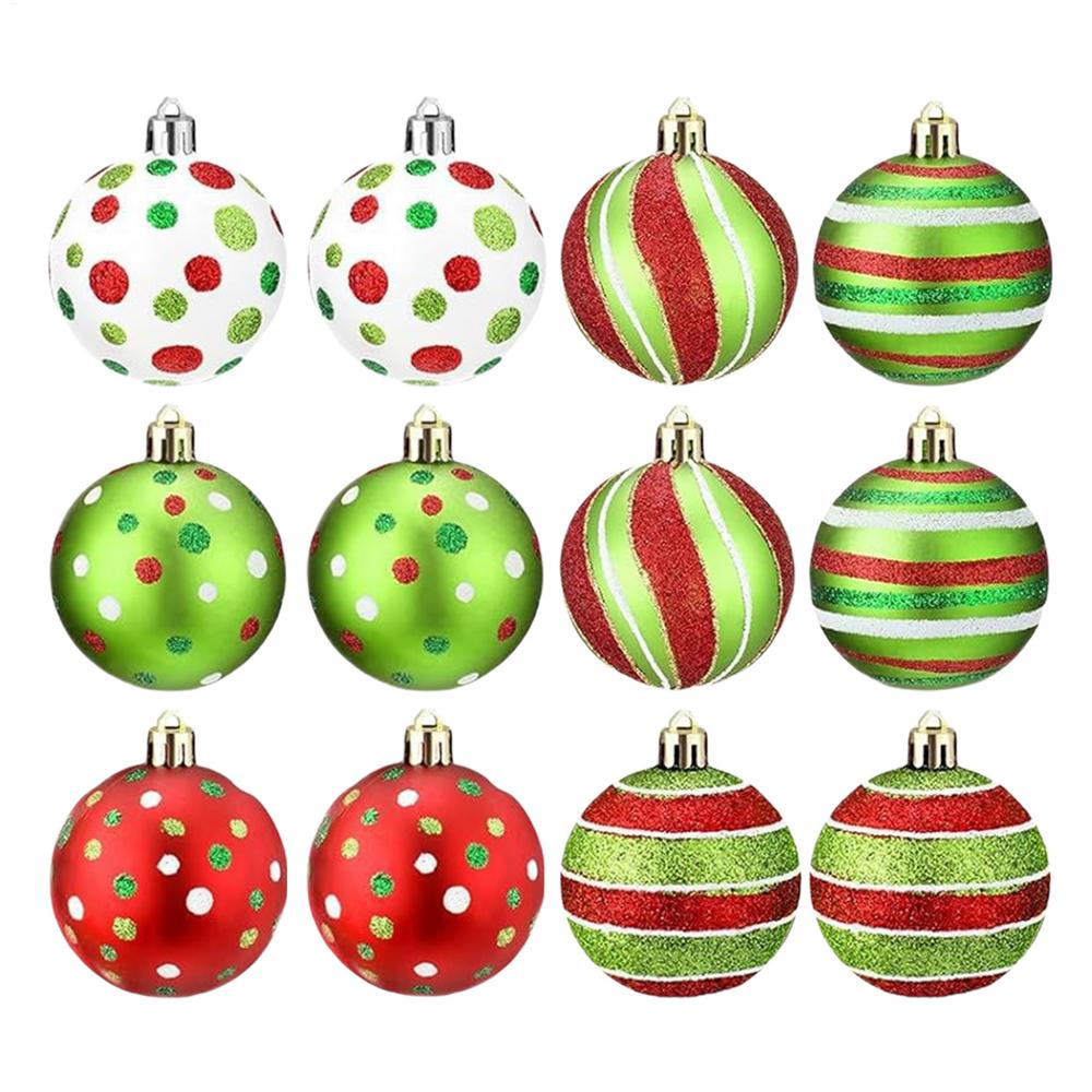 Christmas Tree Balls Ornaments 12 Pieces Ball Decor 2.4 Inches Shatterproof Baubles Ornaments For Home Winter Party Outdoor