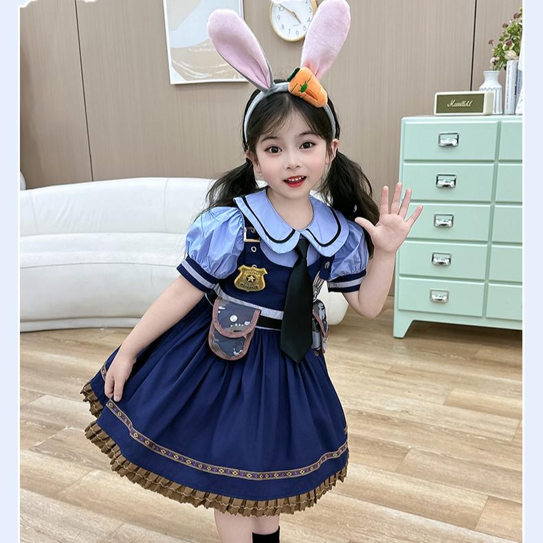 Judy Rabbit Officer Dress Children's COS Dress Set Baby Lolita Girl Princess Dress