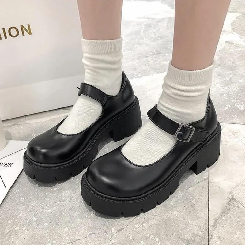 Pantofi Lolita Femei Pantofi Japonezi Femei Vintage Fete Studente Uniforme Toc Inalt Pantofi Platforma Cosplay Plus Marime