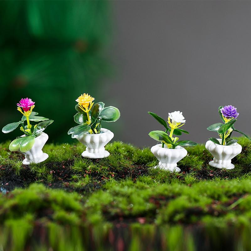 4Pcs Miniature Bonsai Plant Model Realistic Potted Plants For Dollhouse Decoration Micro Landscape Props For Mini House