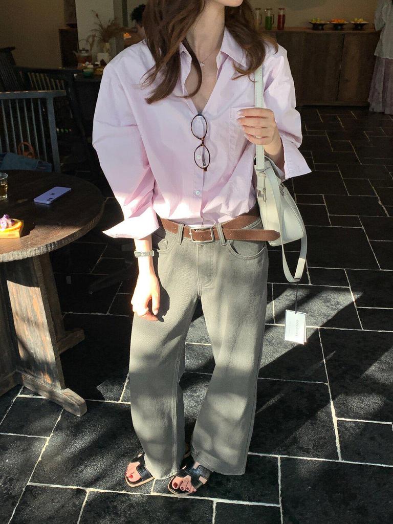 Limon Lemon Green Tea Loose Shirt - Women’s Spring 2026 High-End Long Sleeve Top