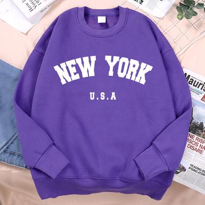 New York USA Buchstabenaufdruck Streetwear Mann Locker Fitnesskleidung Mode Hohe Qualität Hoodie Fleece Pullover Neues Sweatshirt Frauen