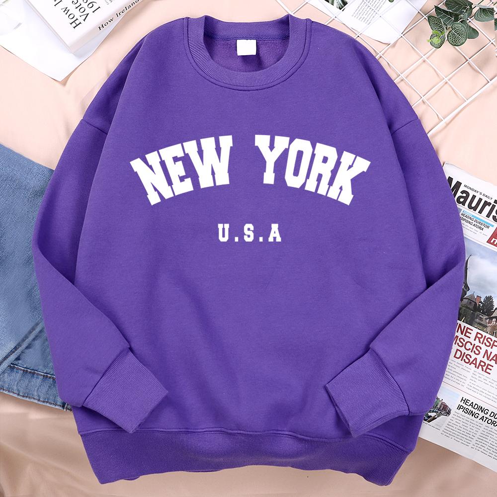 

New York Usa Letter Print Streetwear Man Loose Fitness Clothes Fashion High Quality Hoodie Fleece Pullover New Sweatshirt Women M