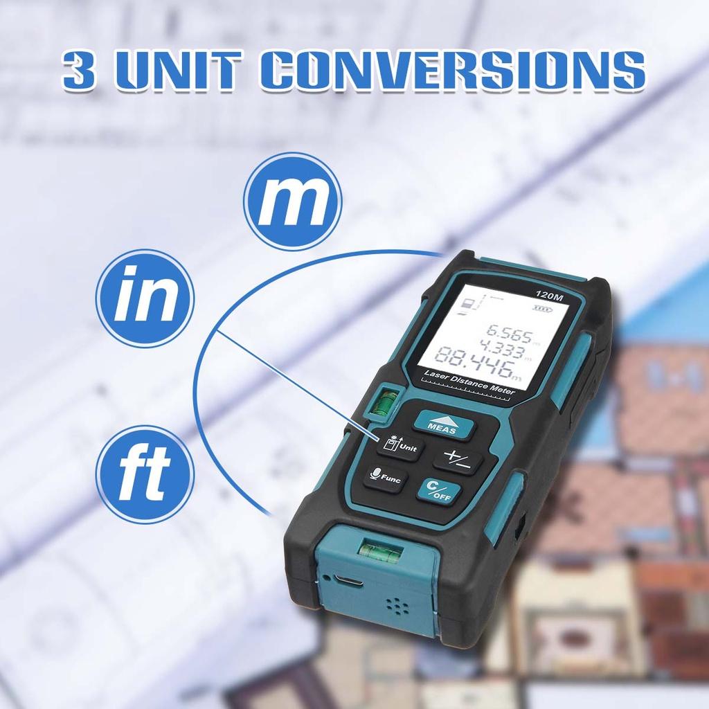 40m/60m/80m/100m/120m Lazerinis Skaitmeninis Matavimo Juosta Lazerinis Atstumo Matuoklis Lazerinis Diapazono Ieškiklis Matavimo Juosta Lazerinis Ieškiklis 120x51x29mm