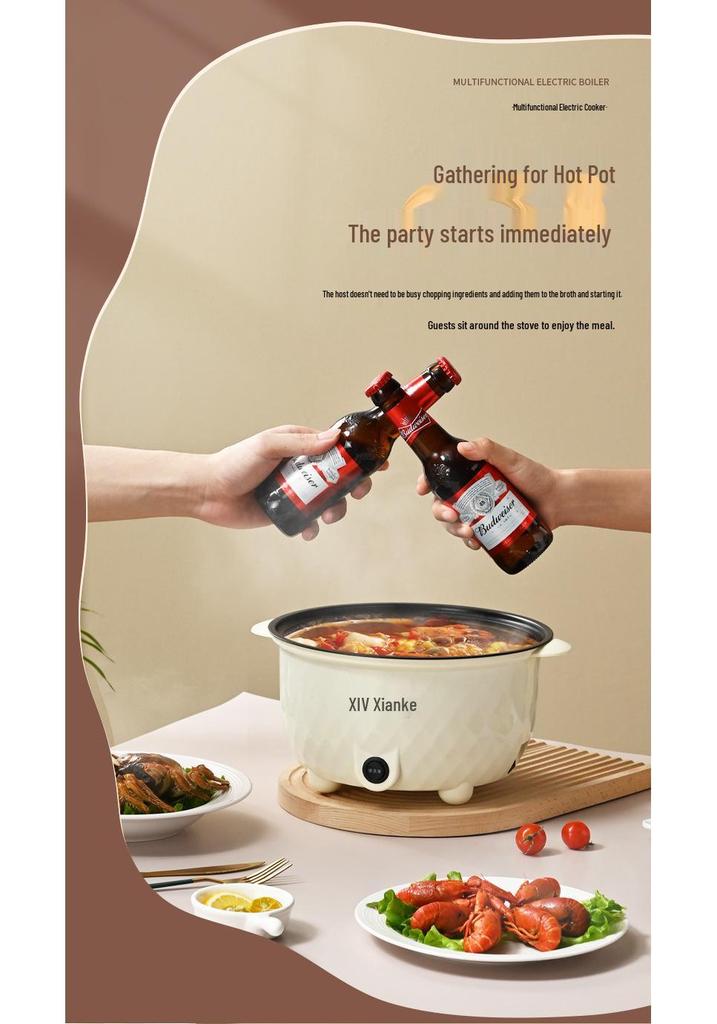 Xiangke Double-Layer Ceramic Electric Cooker: 24CM Non-Stick Hot Pot with Steamer