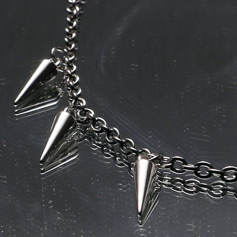 Cold wind rivet fringed necklace male trendy hip-hop niche design female light luxury high-end clavicle chain stainless steel chain