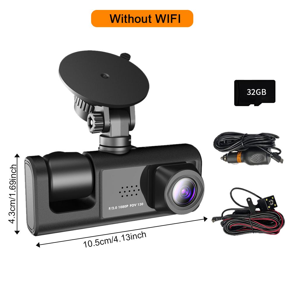 3-канальный автомобильный видеорегистратор HD1080P, внутренняя камера для автомобиля, 32G, видеорегистратор, видеорегистратор, аксессуары для видеокамер