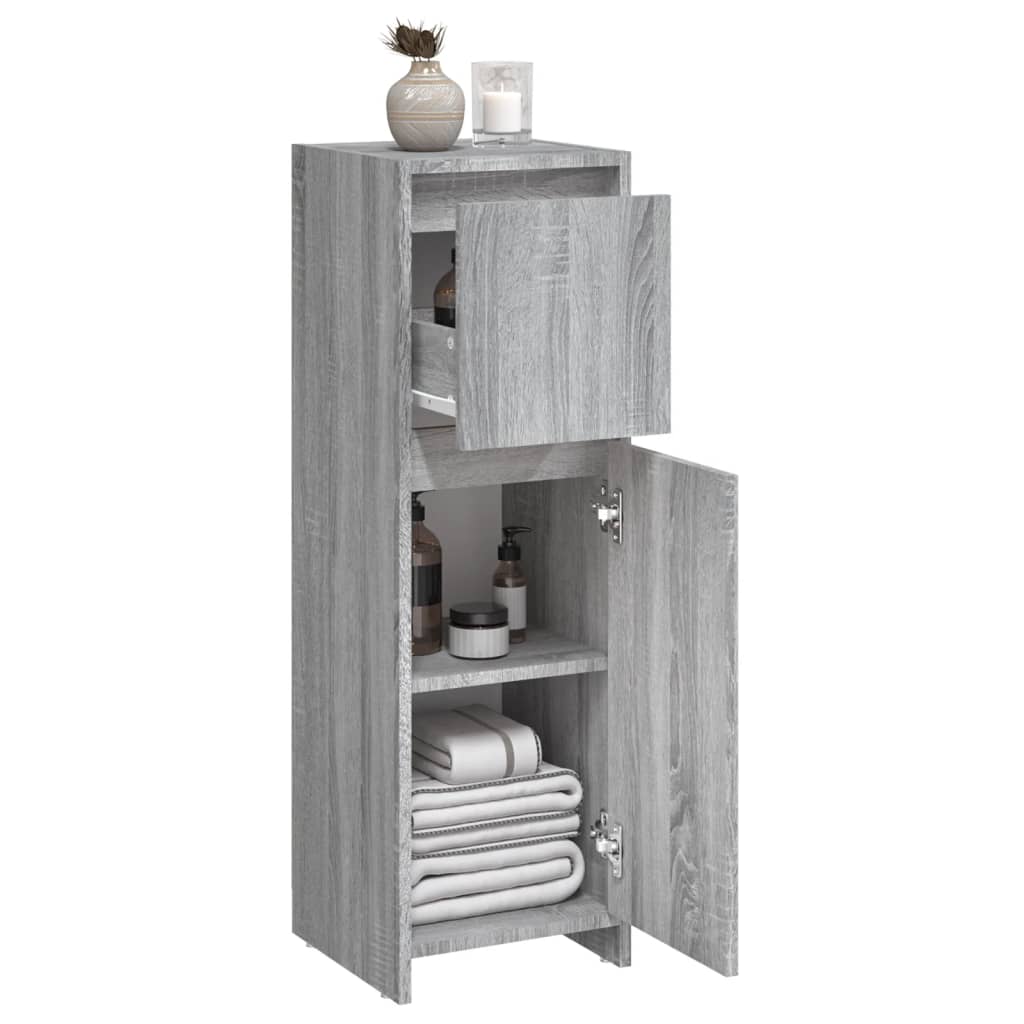 Schlichter Badezimmerschrank mit 1 Tür, 2 Ablagefächern und 1 Schublade, geeignet für verschiedene Räumlichkeiten, 30x30x95 cm