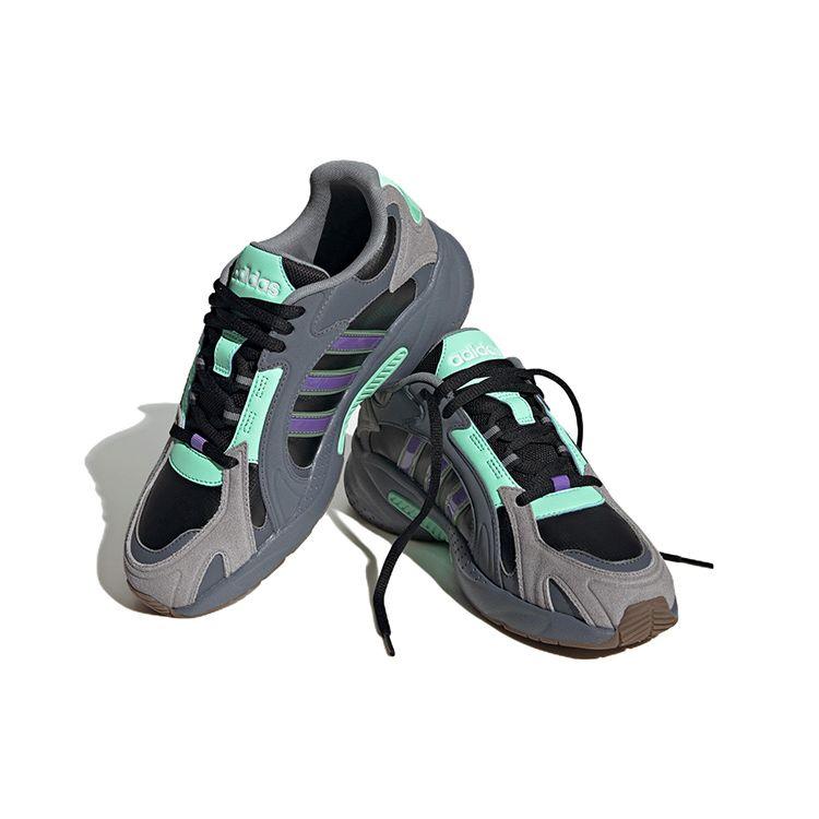 Adidas Neo Crazychaos 2.0 Leather Fabric Trendy Lightweight Slip-Resistant Durable Casual Low-Top Shoes Unisex Sneakers Black Gray Blue HQ4615