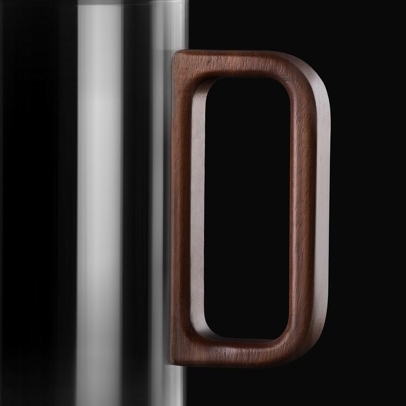 Glass Teacup with Wood Lid and handle,500mL Heat-resistant Flower Teacup