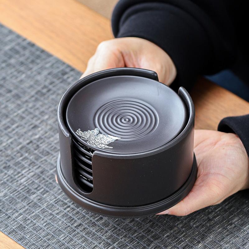 Kung Fu Teetassen Untersetzer Haushalt Küche Japanischer Kung Fu Teetassenhalter Kreative Runde Tee Set Matte Zubehör 2025 Neu