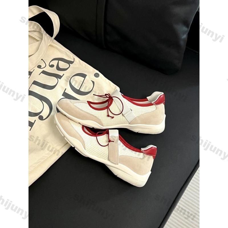 Fashion Women's Casual Flats 2025 Summer New Breathable Lightweight Comfortable Mary Jane Shoes Non Slip Fashion Cross Tied Ballet Shoes