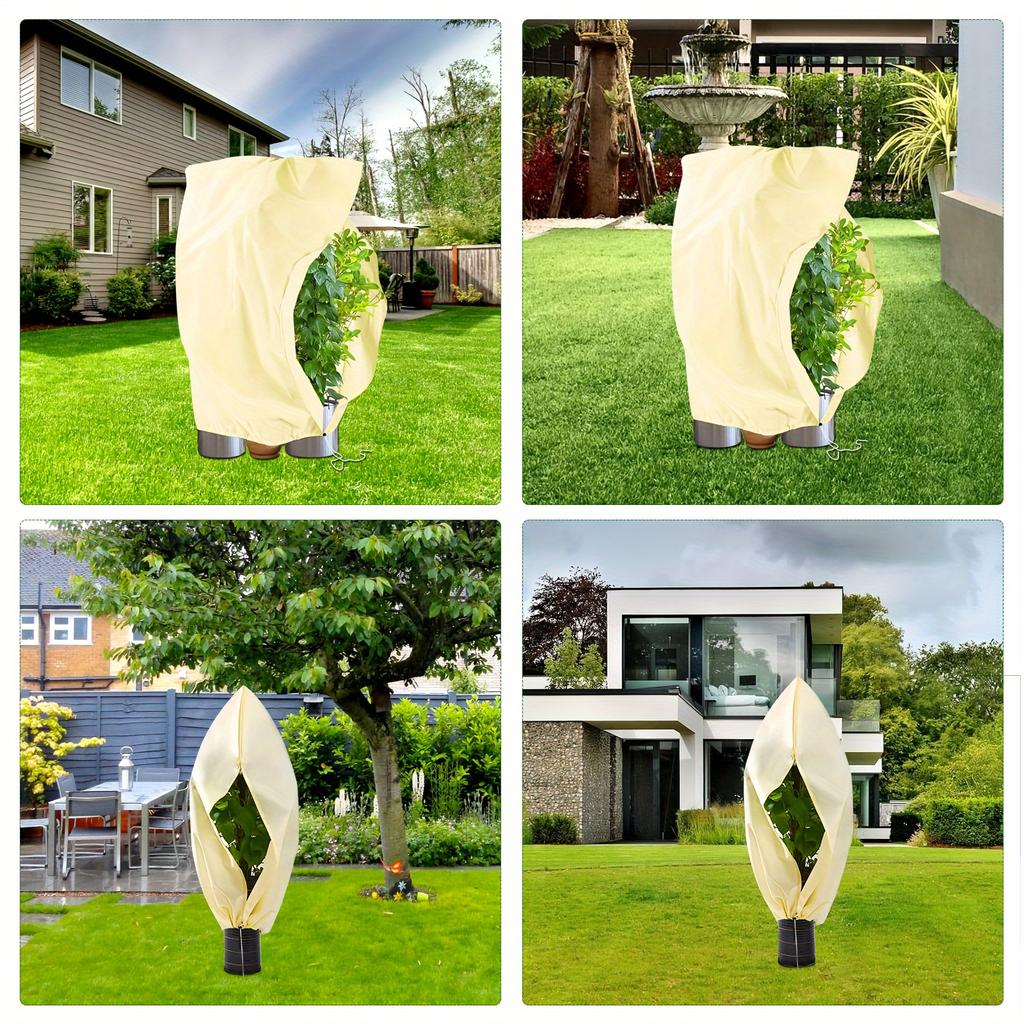 1pc 80*120cm Winter Protection Bag Against Freeze For Plant Cover Garden Plant With Zip Drawstring Breathable