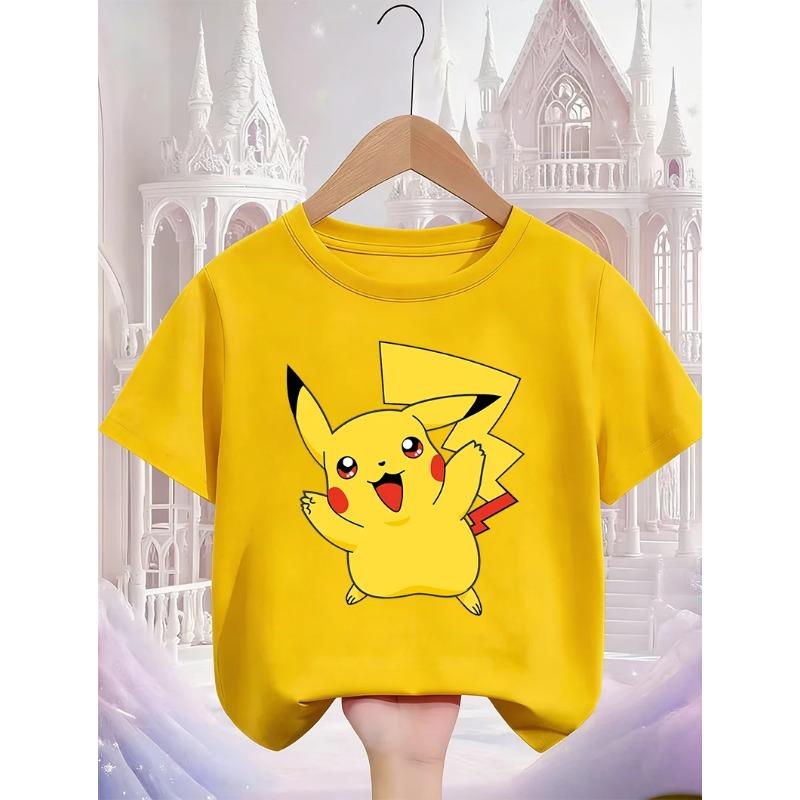 Pikachu Kids T Shirt 3-14Y Boys Girls Summer Cute Kawaii Crew Neck Fashion Street Hot Cartoon Casual Children
