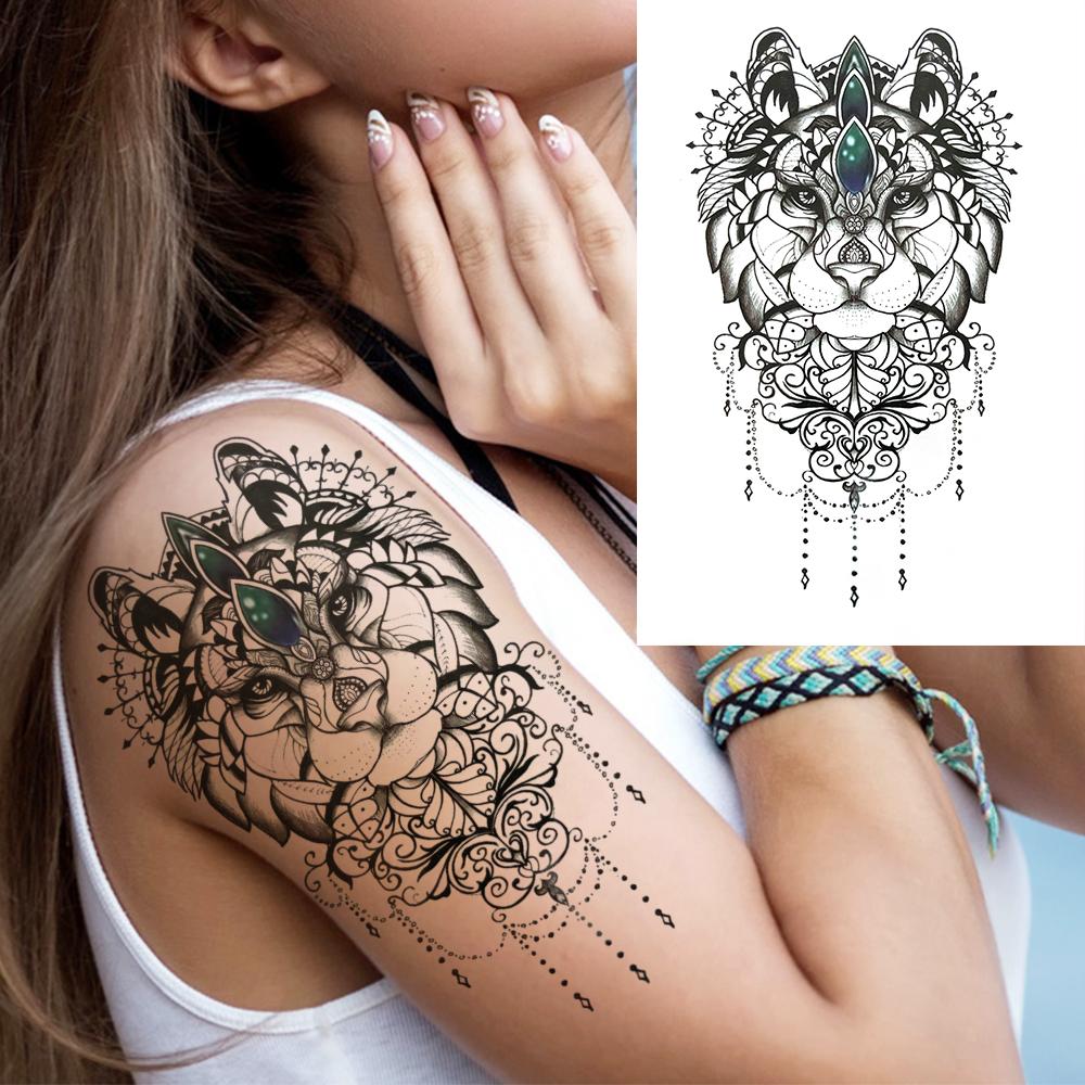 Owl Bird Temporary Tattoos For Women Fake Peony Flower Tattoo Sticker Black Body Art Drawing Tatto Diamond Crystal Jewelry Tatoo