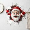 Santa Cracked Wall Christmas Toilet Stickers Self-Adhesive PVC For Bedroom Living Room Bathroom Decoration Toilet Decal Festive