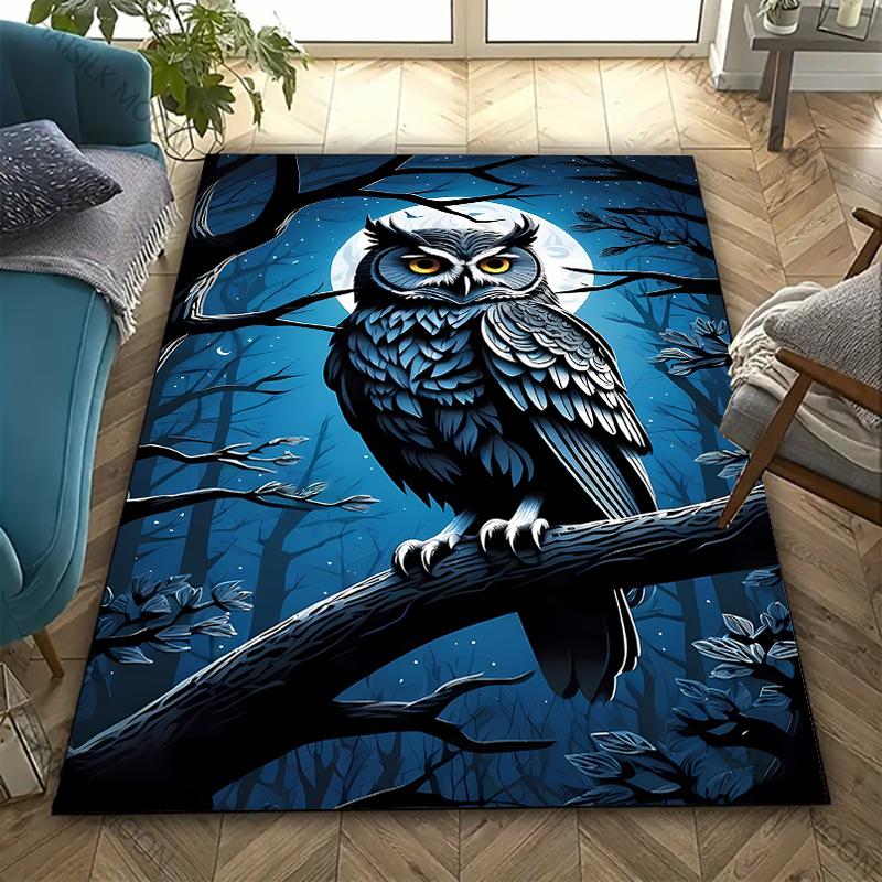 3D HD Printing Owl Print Rug Carpet for Bedroom Living Room Decor Area Rug for Sofa Washable Floor Mat Coffee Table Special Gift