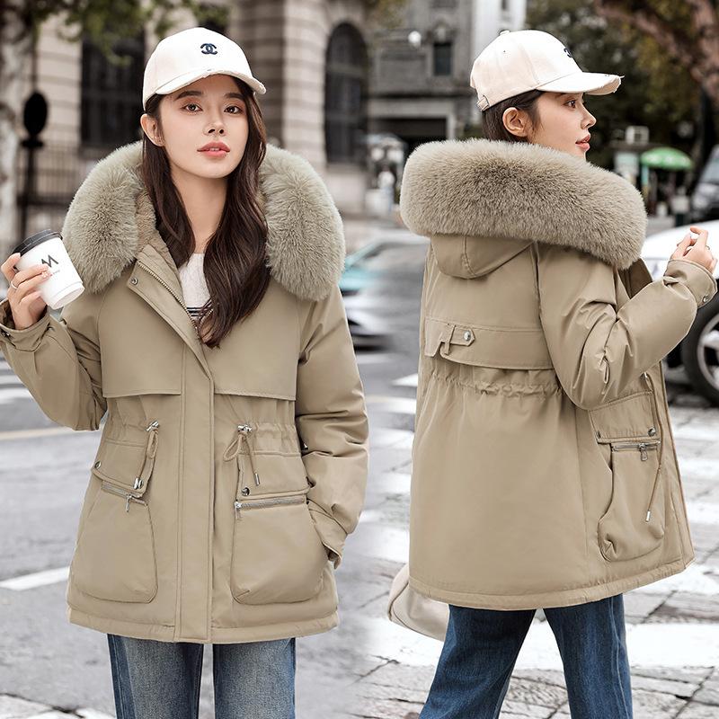 Pie Overcomes Women's Winter New Fashion Skinny Down Cotton Clothing Fleece Thickened Fur Integrated Jacket