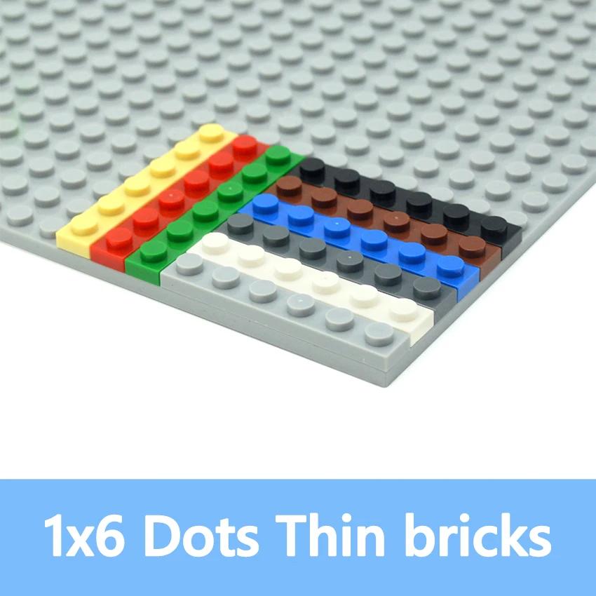 50Pcs DIY Building Blocks Thin Plate 1x6 Dots Classic Bricks Educational Creative Size Compatible With 3666 Toys for Kids