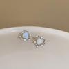 Bright Stars, Opal Love Stud Earrings Women'S Light Luxury Exquisite Temperament Versatile Fashion Ear Jewelry