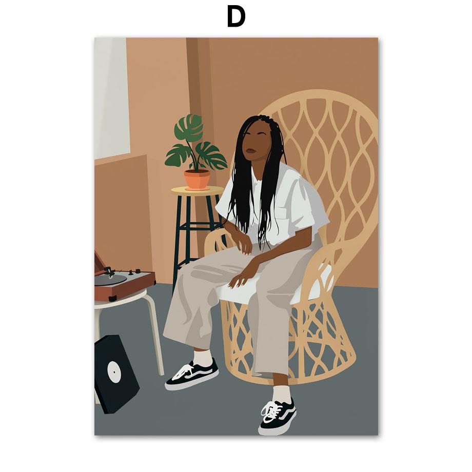 Feminist Nordic Posters And Prints Black Woman Read Girl Power Boho Wall Art Canvas Painting Wall Pictures For Living Room Decor