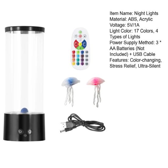 LED Jellyfish Lamp 17 Color Setting Jellyfish Aquarium Light with Remote Control Fantasy Tank Table Lamp Ultra-Silent Night Lights for Home