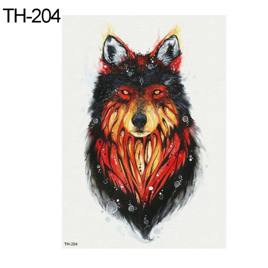 Unisex akwarela wilk głowy wodoodporna tymczasowa naklejka tatuaż Beauty Body Art