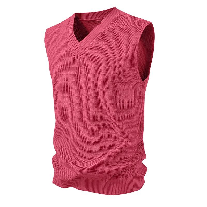 Gilet da uomo moda casual largo tinta unita maglia grossa senza maniche scollo a V