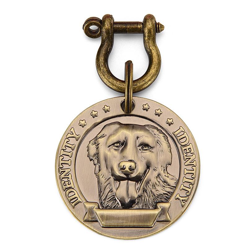 1 Stück Haustier-ID-Tag, bronzefarbenes Namensschild für Hunde und Katzen, personalisierte Adressnummer, ID-Anhänger für Hundehalsband