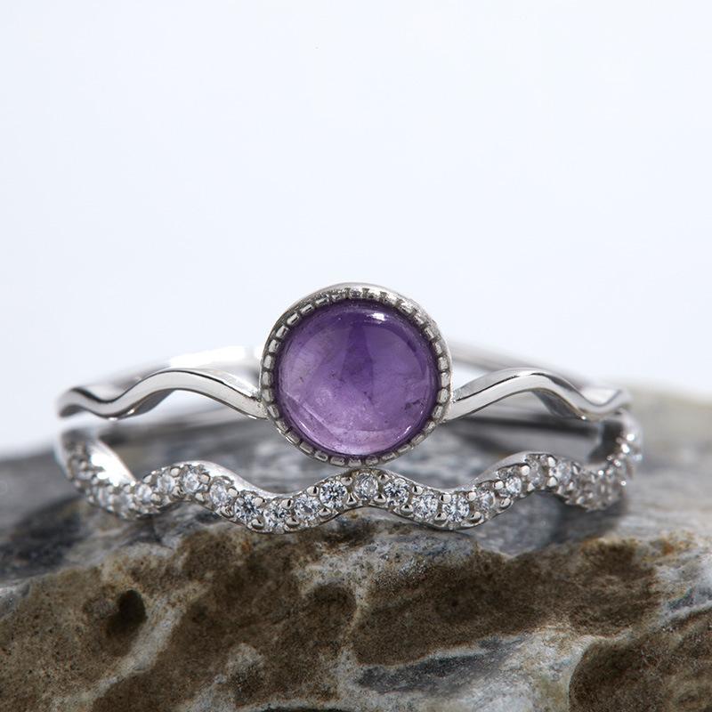 

Caibao Series S925 Sterling Silver Inlaid Natural Gemstone Ring Women S Simple Live Index Finger Ring