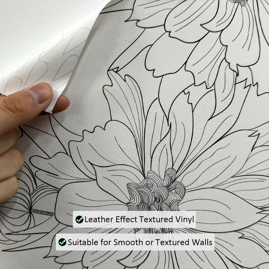 Vintage Blumen Tapete Selbstklebend Schwarz Weiß Pfingstrose Tapete Abnehmbare Wandschrank Deko Kontaktpapier