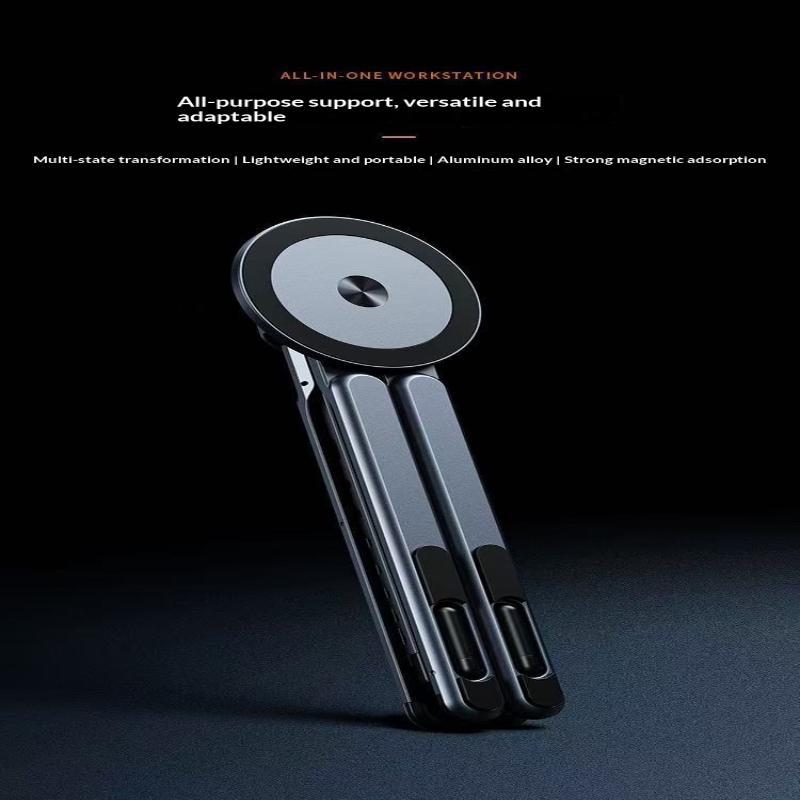Plastic Universal Adjustable Phone Laptop Tablet Stand Magnetic Base 8 Height Gears for Home Office Streaming Use