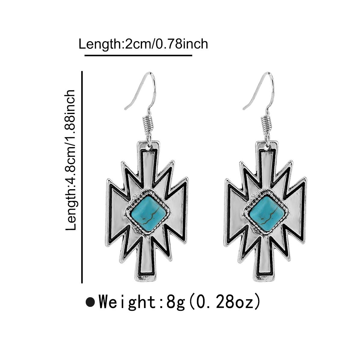 Новый Ретро Бохо Геометрический Инкрустированный Бирюзовый Кулон Этнический Стиль Универсальные Серьги Для Женщин Модные Ювелирные Изделия