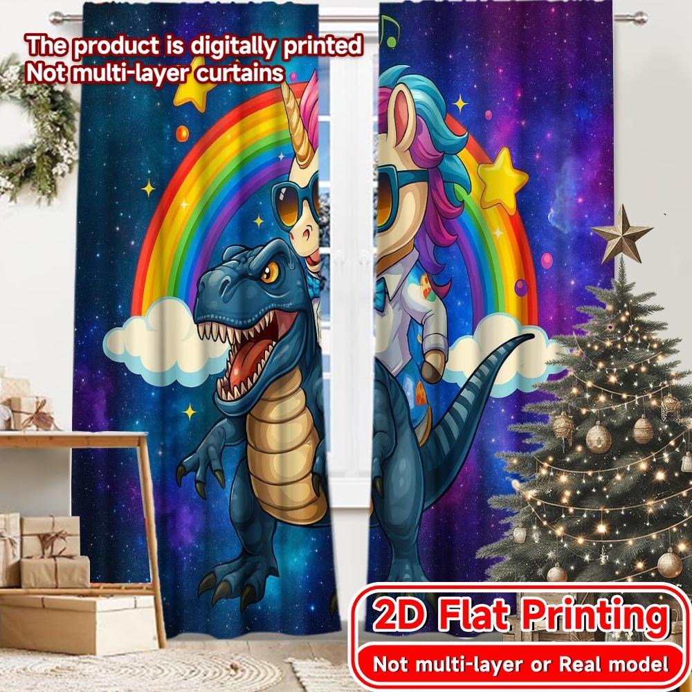 

2pcs, 2D FLAT PRINTING Curtains (Without Rod) Rainbow Riders(1) Halloween Festival Fashion Curtains Fabric Curtains Art Deco 52.50 × 116.00 cm 2 pcs