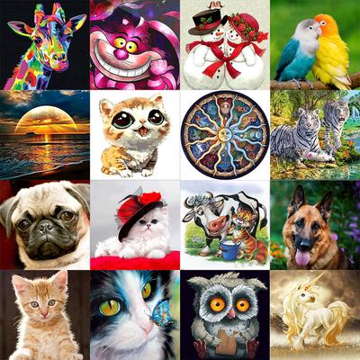 Kit di pittura a mosaico con ricamo a diamante rotondo 5D fai da te, adesivo da parete con croce, immagine di cartone animato