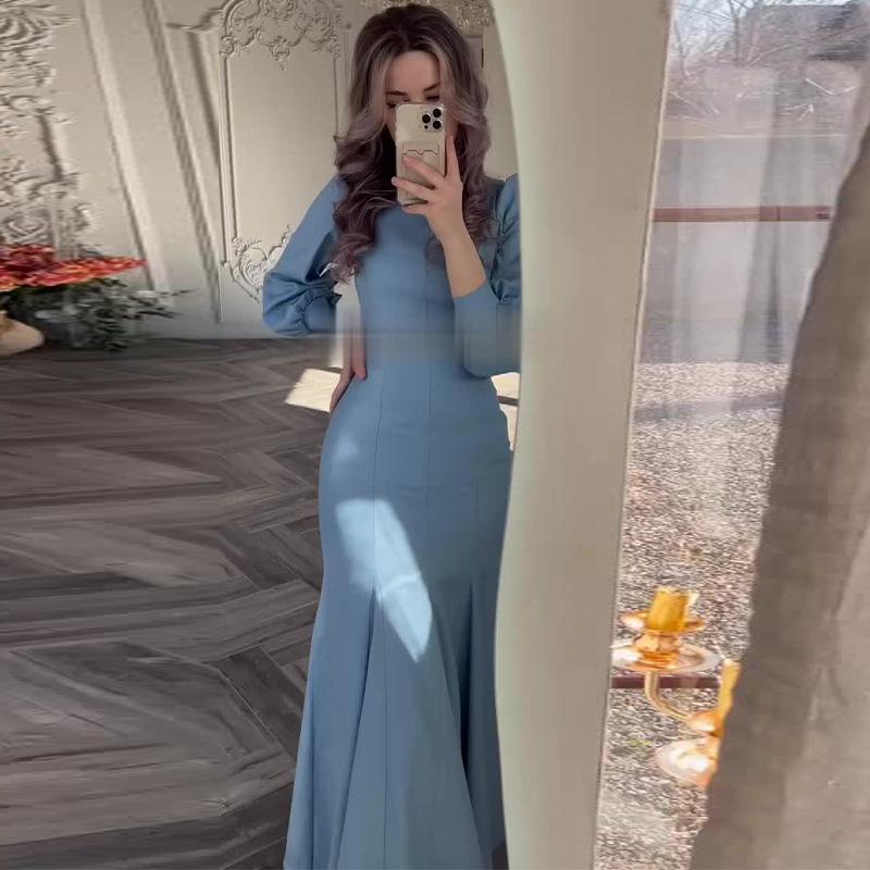 Elegant 2024 Autumn Women's Waist-Slimming Fishtail Dress