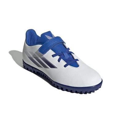 X Speedflow.4 Abriebfeste Low-Top Fußballschuhe für Kinder Weiß Blau Kinder GW7523