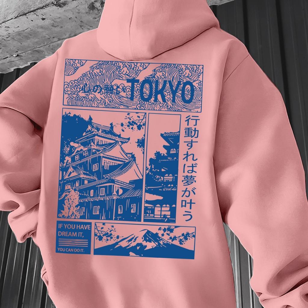 Men's Hooded Sweater TOKYO Comic Print Loose Pullover Hoodie Casual Men's Wear
