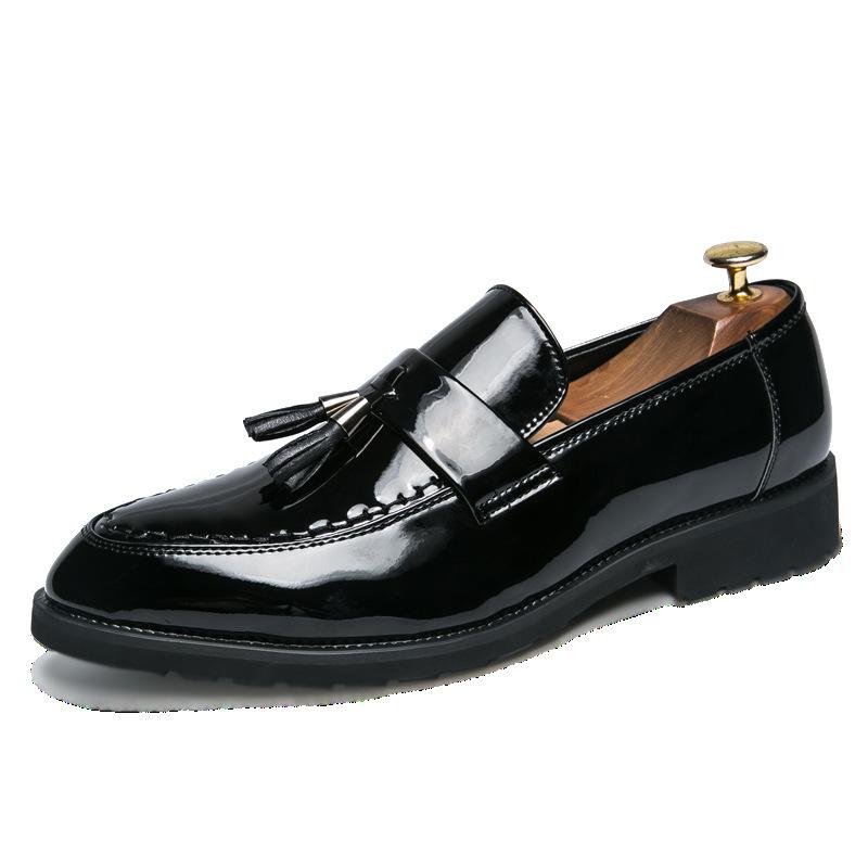 

2025 autumn leisure business low-top leather shoes young men hair stylist free leather shoes 43