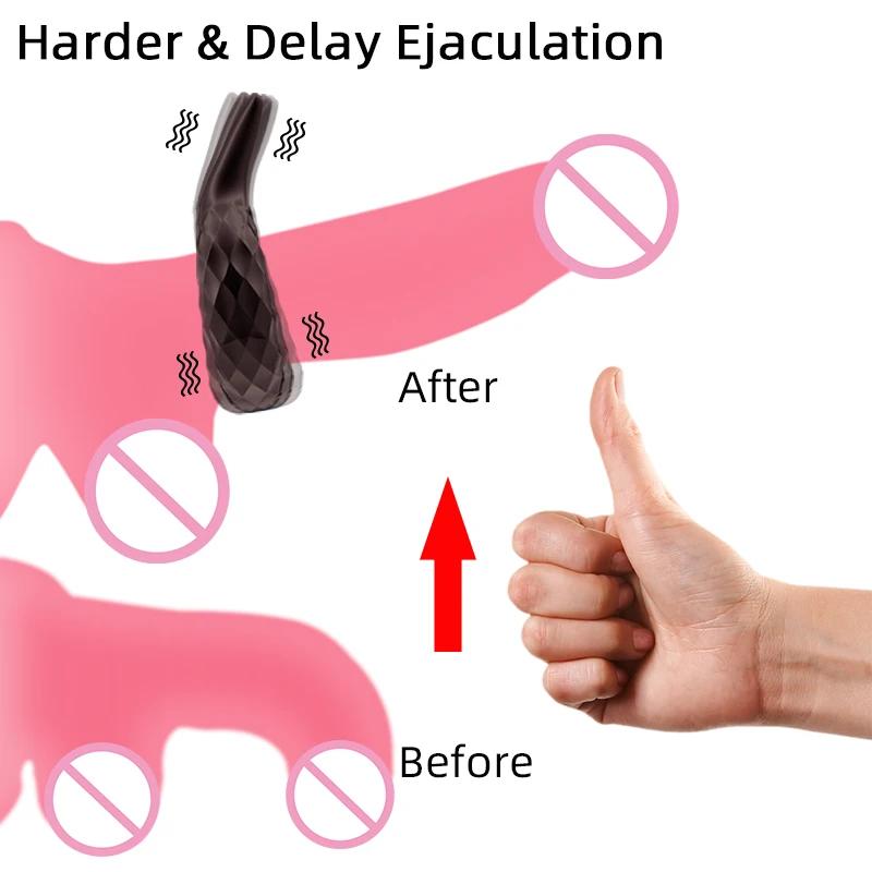 Penis Ring Vibrator for Man Trainer Stimulation Delay Ejaculation Sex Toys G Spot Masturbator Penis Rings  Sex Toy for Adult 18+