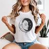 Woman Moon Celestial Womens T-Shirt Lunar Starry Night Graphic Tee