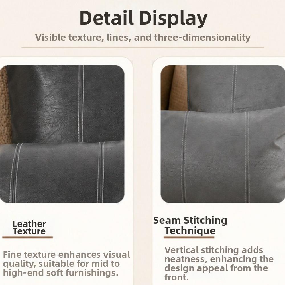 Zipper Style Patchwork Pillow Cover Waterproof Pillowcase PU Leather Throw Pillow Covers Couch