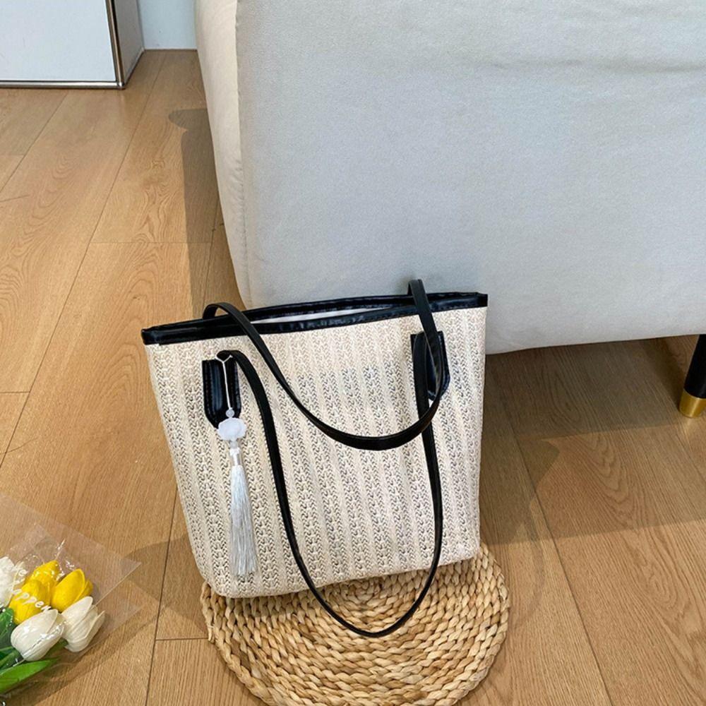 Large Capacity Bohemian Shoulder Bag Fashion Summer Beach Straw Handbag Weave Tote Bag  Summer